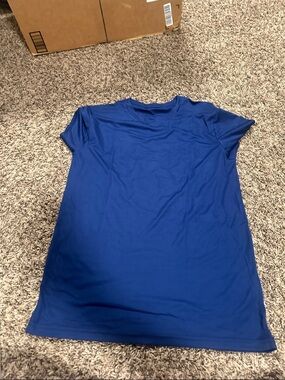 Blue Polyester Short Sleeve Tee